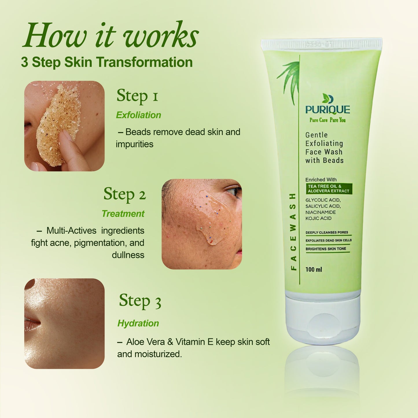 Purique Gentle Exfoliating Face Wash with Beads